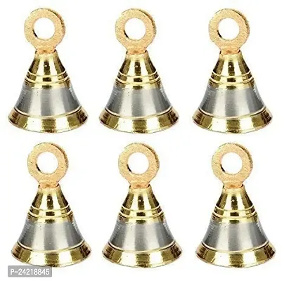 Set of 6 Brass Pooja Bell/Jingle Bells Brass Bells for Christmas Festival Decoration Home Decoration/Cow Camel Bells (Size-1.5)