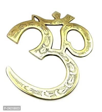Skywalk Hand Crafted Metal Brass Wall Hanging OM,Religious Sculpture,for PUJA,for Home Decoration and Gifting,Brass OM (Size-8)