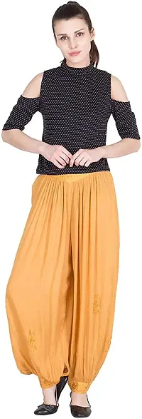 Skywalk Women's Viscose Cotton Regular Fit Harem Pant (Free Size, Beige)-thumb1