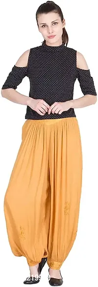 Skywalk Women's Viscose Cotton Regular Fit Harem Pant (Free Size, Beige)-thumb2