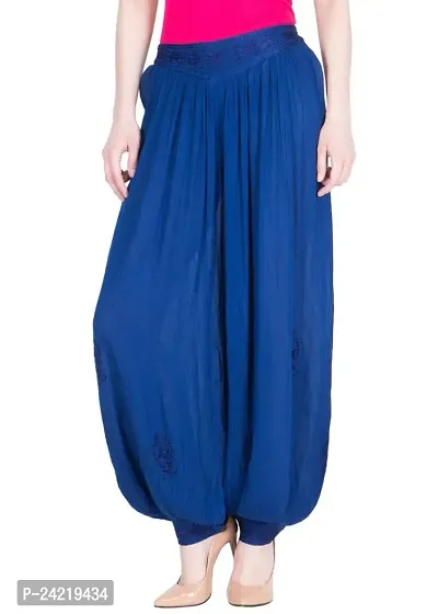 Skywalk Women's Viscose Cotton Regular Fit Harem Pant (Free Size, Blue)