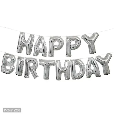 Happy Birthday Letters Foil Toy Balloon - Silver / Hanging Foil Birthday Balloon-thumb3