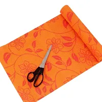 PVC Anti Slip Mat Shelf Liner Roll, 30 x 150 cm, Flower Pattern, 1 Piece(Orange Color)-thumb4