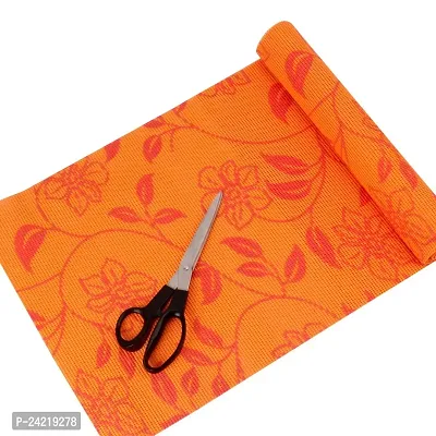 PVC Anti Slip Mat Shelf Liner Roll, 30 x 150 cm, Flower Pattern, 1 Piece(Orange Color)-thumb5