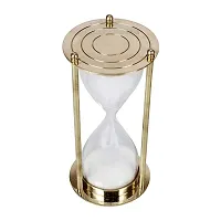 Handcrafted Brass Sand Timer Hour Glass Sandglass Clock Ideal for Exercise Antique Nautical D?cor Theme, Height 4.5 Inches 5 Minutes-thumb2