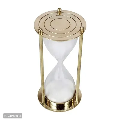 Handcrafted Brass Sand Timer Hour Glass Sandglass Clock Ideal for Exercise Antique Nautical D?cor Theme, Height 4.5 Inches 5 Minutes-thumb3