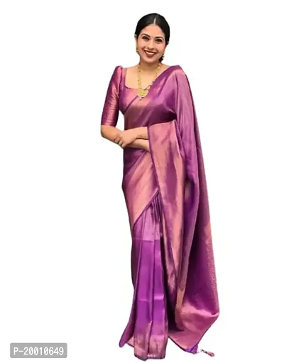 KOKVAROSTA Women's Pure Kanjivaram Silk Sarees For Wedding With Un-Stitched Blouse Piece (Wine)-thumb0