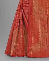 KOKVAROSTA Women's Present Banarasi Soft Lichi Silk Saree (Red)-thumb2