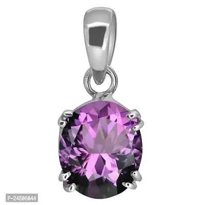 SIDHARTH GEMS 5.00 Ratti 4.00 Carat Natural Quality Katela Amethyst Silver Plated Pendant/Locket Gemstone (Top AAA+) Quality for Men and Women(GGTL Lab Certified)