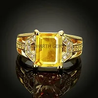 SIDHARTH GEMS Certified Untreatet 8.25 Ratti 7.75 Carat A+ Quality Natural Yellow Sapphire Pukhraj Gold Plated Gemstone Ring For Women's and Men's-thumb2