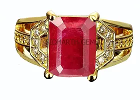 SIDHARTH GEMS 5.25 Ratti 4.45 Carat Natural Ruby Manik Gemstone Gold Plated Adjustable Ring For Men And Women-thumb1