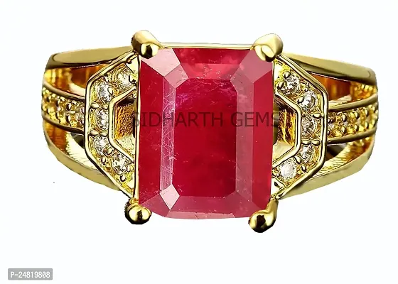 SIDHARTH GEMS 5.25 Ratti 4.45 Carat Natural Ruby Manik Gemstone Gold Plated Adjustable Ring For Men And Women-thumb2