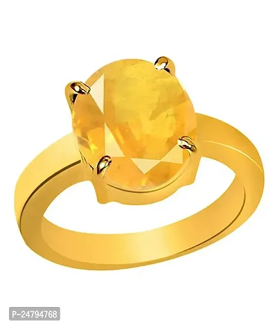 Sidharth Gems Certified Unheated Untreatet 10.25 Ratti 9.75 Carat A+ Quality Natural Yellow Sapphire Pukhraj Gemstone Ring for Women's and Men's-thumb0