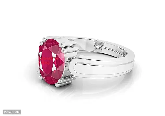 SIDHARTH GEMS Certified Unheated Untreatet 20.00 Carat A+ Quality Natural Burma Ruby Manik Gemstone Silver Plated Ring for Women's and Men's-thumb5