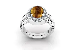 JEMSKART 4.25 Ratti Natural Tiger Eye Silver Ring Original Certified Tiger?s Eye Ring Oval Cut Gemstone Astrological Silver Plated Ring-thumb2