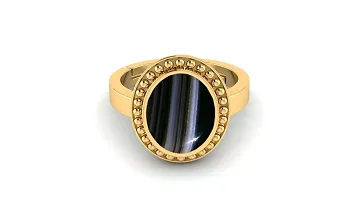 SIDHARTH GEMS 4.00 Carat Black Onyx Stone Ashtdhatu Adjustable Ring Certified Sulemani Kaala hakik Gemstone Ashta dhatu Free Size Anguthi untreated for Men and Women Gold matel Ring-thumb2