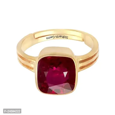 Sidharth Gems 10.25 Ratti /9.00 Carat Ruby (Manik/Manikya/Maneek) Gemstone Panchdhatu Gold Plated Ring for Astrological Purpose {Lab - Teseted}-thumb3