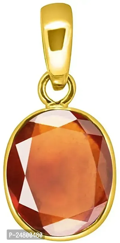 Sidharth Gems Natural Certified 3.25 Ratti or 2.50 Carat Hessonite (Gomed) Gold Plated Pendant for Men and Women