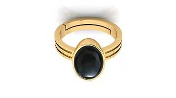 SIDHARTH GEMS Certified 10.00 Ratti / 9.00 Carat Natural Black Onyx Chalcedony Adjustable Ring (Sulemani Hakik Gold Plated Gemstone by Lab Certified(Top AAA+) Quality for Men and Women-thumb3