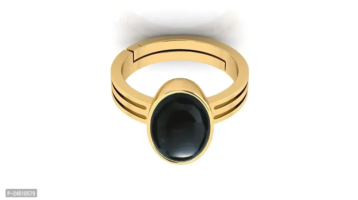 SIDHARTH GEMS Certified 10.00 Ratti / 9.00 Carat Natural Black Onyx Chalcedony Adjustable Ring (Sulemani Hakik Gold Plated Gemstone by Lab Certified(Top AAA+) Quality for Men and Women-thumb4