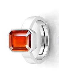 Sidharth Gems 3.25 Ratti / 2.00 Carat Natural Gomed Stone Astrological Silver Plated Ring Adjustable Gomed Hessonite Astrological Gemstone for Men and Women {Lab - Tested}-thumb2