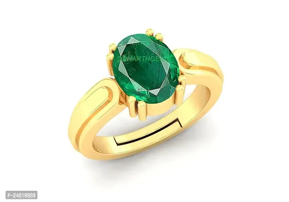 SIDHARTH GEMS 12.25 Ratti 11.40 Carat Certified Natural Emerald Panna Panchdhatu Adjustable Rashi Ratan Gold Plating Ring for Astrological Purpose Men  Women by Lab Certifeid-thumb3