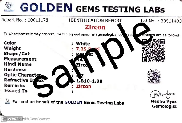 Sidharth Gems 5.25 Ratti / 4.50 Carat Zircon Gemstone Original Certified American Diamond Stone Lab Tested-thumb3