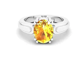 Sidharth Gems 10.25 Ratti 9.00 Carat Unheated Untreatet A+ Quality Natural Yellow Sapphire Pukhraj Gemstone Silver Plated Ring for Women's and Men's {Lab Certified}-thumb2