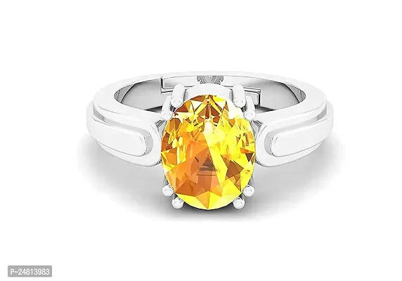 Sidharth Gems 10.25 Ratti 9.00 Carat Unheated Untreatet A+ Quality Natural Yellow Sapphire Pukhraj Gemstone Silver Plated Ring for Women's and Men's {Lab Certified}-thumb3