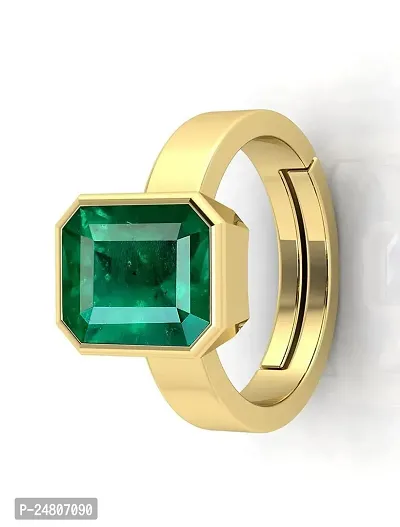 Sidharth Gems 4.25 Ratti 3.25 Carat Certified Natural Emerald Panna Panchdhatu Adjustable Rashi Ratan Gold Plating Ring for Astrological Purpose Men  Women{Lab Approved}-thumb3