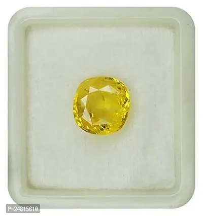 JEMSKART 6.00 Ratti 5.25 Carat Cultured Yellow Sapphire Gemstone Certified Cultured Pukhraj Stone Lab Tested Astrological Purpose-thumb2