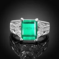 SIDHARTH GEMS Natural Emerald Adjustable Silver Plated Panna Ring Certified for Women's and Men's (Green, 11.25 Ratti 10.30 Carat)-thumb2