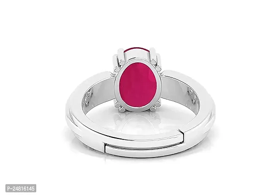 Sidharth Gems 7.00 Ratti 6.00 Carat A+ Quality Natural Burma Ruby Manik Unheated Untreatet Gemstone Silver Plated Ring for Women's and Men's(GGTL Lab Certified)-thumb3