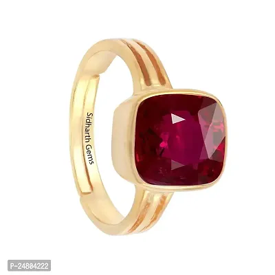 Sidharth Gems 10.25 Ratti /9.00 Carat Ruby (Manik/Manikya/Maneek) Gemstone Panchdhatu Gold Plated Ring for Astrological Purpose {Lab - Teseted}-thumb2