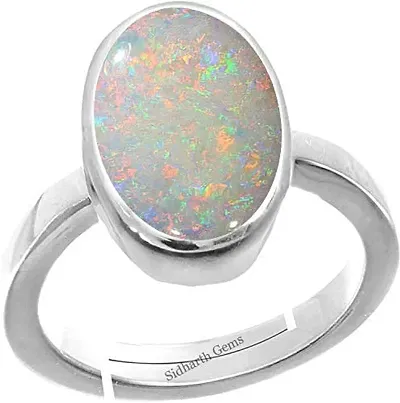 Sidharth Gems 7.25 ratti Certified Opal Astrological Gemstone Ring for Women and Men Adjustable.