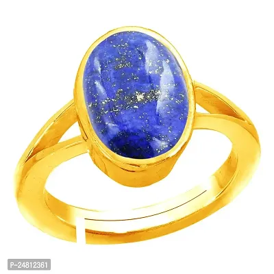 SIDHARTH GEMS 5.00 Ratti / 4.25 Carat Blue Lajward Stone Panchdhatu Adjustable Gold Plated Ring Natural AA++ Quality Original Lapis Lazuli Lajwart Rashi Ratna Pathar Gemstone for Men and Women