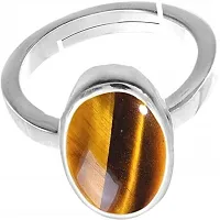 SIDHARTH GEMS 7.25 Ratti 6.25 Carat Natural Tiger Eye Silver Ring Original Certified Tiger?s Eye Ring Oval Cut Gemstone Astrological Silver Plated Ring-thumb3