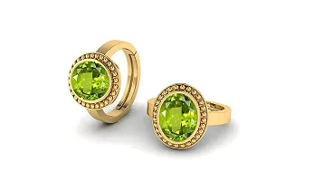 Sidharth Gems 4.00 Carat Certified Natural Green Peridot Gemstone Gold panchdhatu Metal Adjustable Ring/Anguthi for Men and Women-thumb3