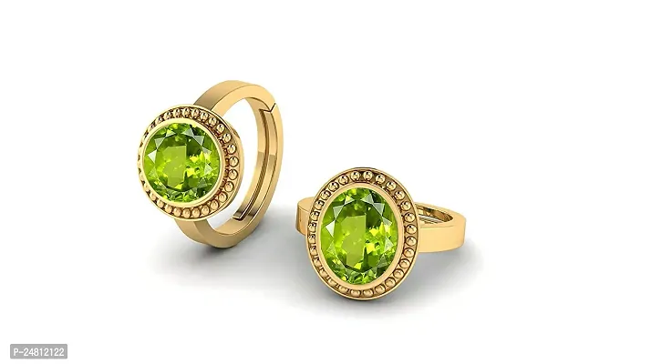 Sidharth Gems 4.00 Carat Certified Natural Green Peridot Gemstone Gold panchdhatu Metal Adjustable Ring/Anguthi for Men and Women-thumb4