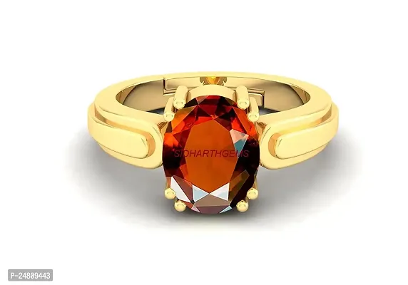 Sidharth Gems 10.00 Carat Certified AA++ Natural Gemstone Gomed Hessonite Stone Panchdhaatu Adjustable Ring Gold Plated Ring for Man and Women{Lab - Tested}-thumb3