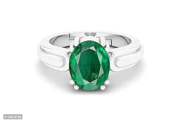 SIDHARTH GEMS Certified Emerald Panna 19.50 Carat / 20.25 Ratti Panchdhatu Adjustable Silver Plating Ring for Astrological Purpose Men  Women