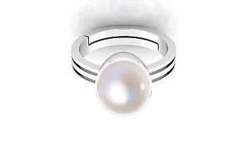 7.25 Ratti 6.00 Carat Natural Pearl Certified moti Adjustable panchhdhaatu/Ashtadhatu Silver Plated Ring for Men and Women-thumb1