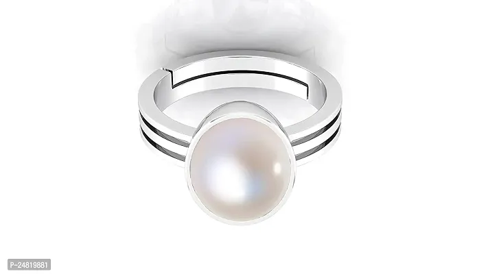 7.25 Ratti 6.00 Carat Natural Pearl Certified moti Adjustable panchhdhaatu/Ashtadhatu Silver Plated Ring for Men and Women-thumb2