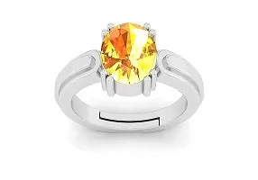 Sidharth Gems 10.25 Ratti 9.00 Carat Unheated Untreatet A+ Quality Natural Yellow Sapphire Pukhraj Gemstone Silver Plated Ring for Women's and Men's {Lab Certified}-thumb1