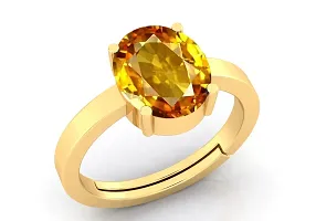 10.25 Ratti 9.00 Carat Unheated Untreatet A+ Quality Natural Yellow Sapphire Pukhraj Gemstone Gold Plated Ring for Women's and Men's (Lab Certified)-thumb2