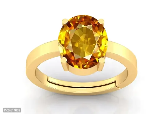 Certified Unheated Untreatet 5.25 Ratti 4.00 Carat A+ Quality Natural Yellow Sapphire Pukhraj Gemstone Gold Plated Ring for Women's and Men's