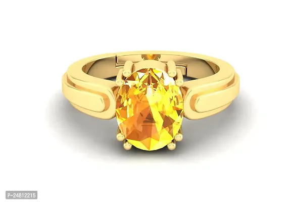 Sidharth Gems 10.25 Ratti 9.00 Carat Unheated Untreatet A+ Quality Natural Yellow Sapphire Pukhraj Gemstone Gold Plated Ring for Women's and Men's {Lab Certified}-thumb4