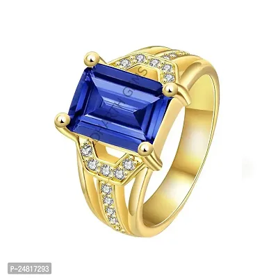 Jemskart Blue Sapphire Adjustable RING Gold Plated 6.00 Carat Unheated and Untreated Neelam Natural Ceylon Gemstone for Men and Women