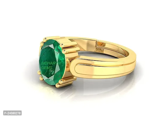 SIDHARTH GEMS 13.25 Ratti 12.40 Carat Certified Natural Emerald Panna Panchdhatu Adjustable Rashi Ratan Gold Plating Ring for Astrological Purpose Men  Women by Lab Certifeid-thumb2