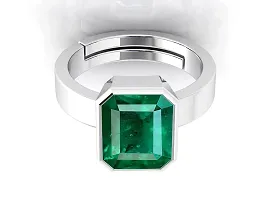 JEMSKART Natural Panna Astrological Ring 10.25 Ratti 9.30 Carat Genuine and Certified Emerald Adjustable Silver Ring for Women's and Men's-thumb2